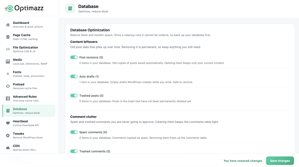 Optimazz Database